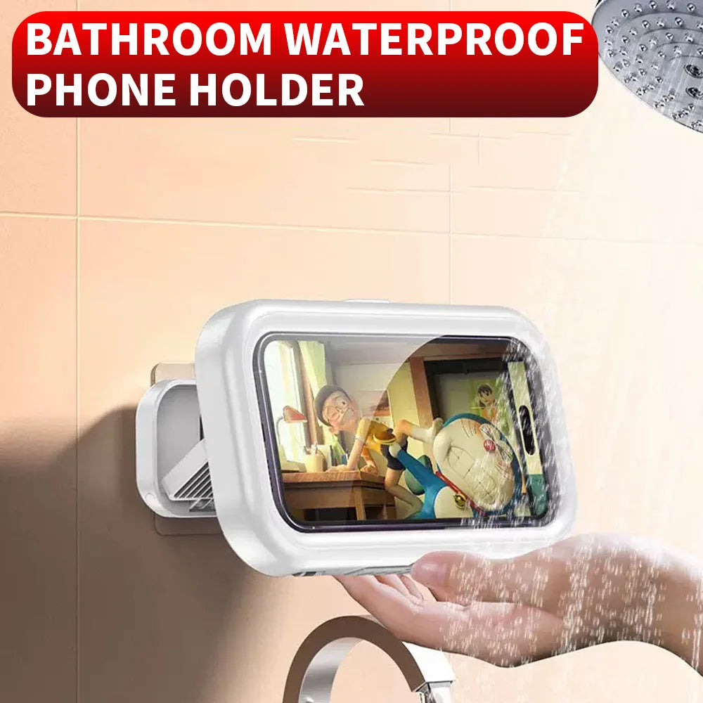 Bathroom Waterproof Phone Holder No Drilling Installation Extendable and Rotatable Suitable for Use during Showering